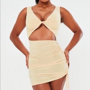 Missguided Cream Slinky Sleeveless Cut Out Mini Dress US Size 4